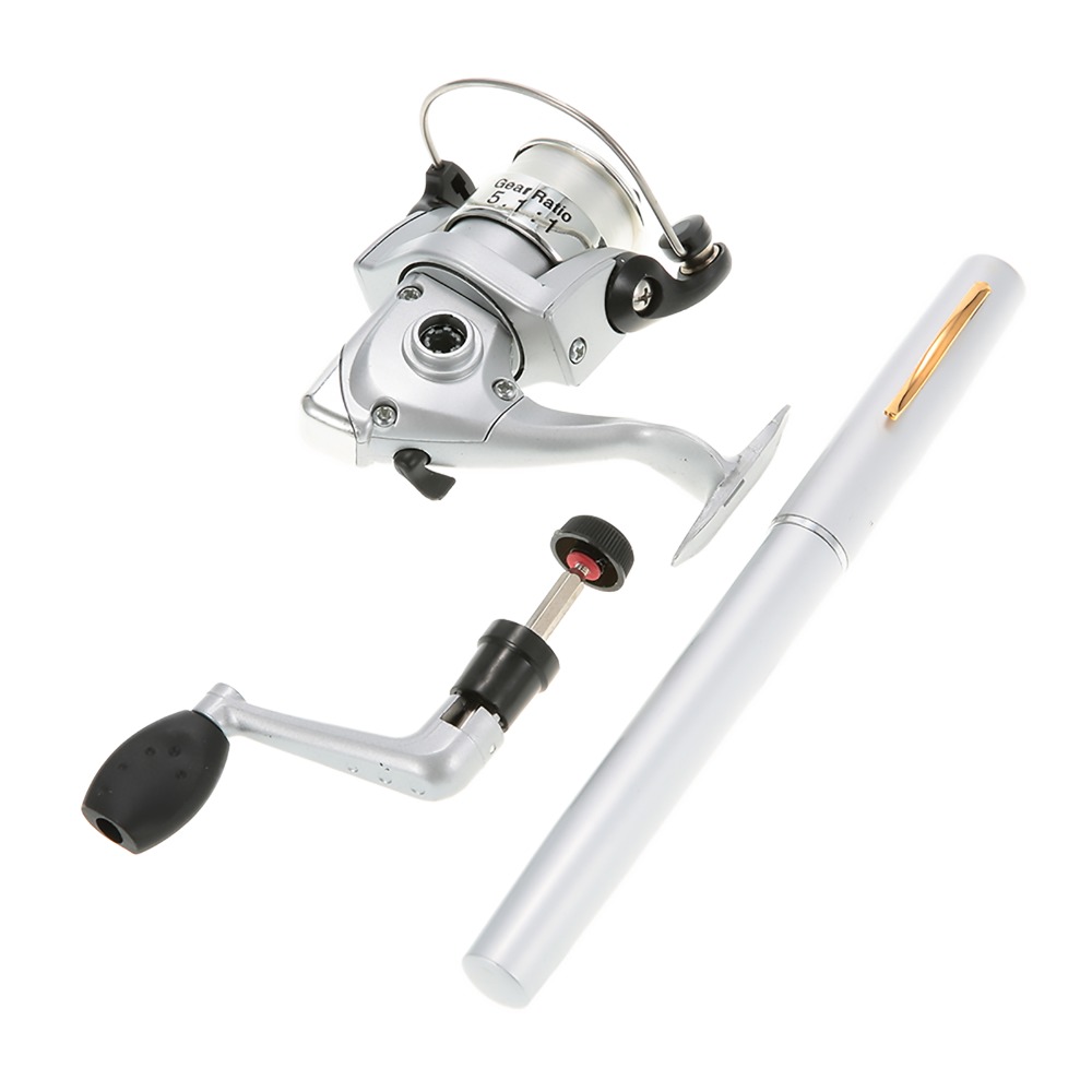 Fishing Rod Fly - Портативная телескопическая карманная удочка-ручка, легкая, серебристая,