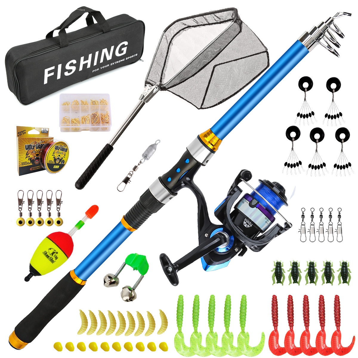 Fishing Rod Combo - Набор телескопических удочек из стекловолокна 2,1-3,6