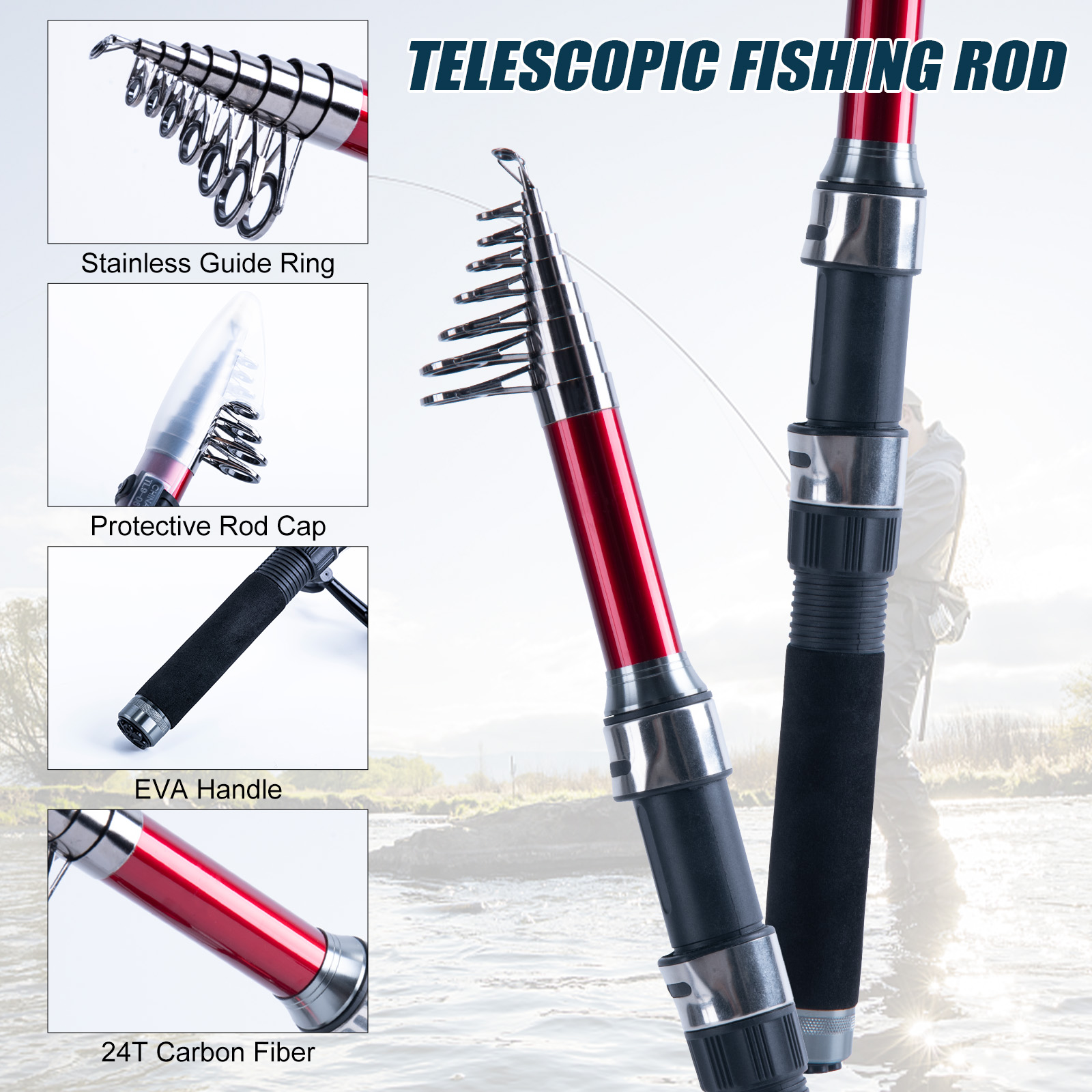 Телескопическая удочка и катуш – обзор и цена Fishing Rod Combo